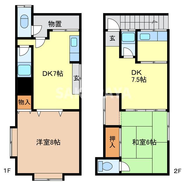 西砂原後町貸家ON　B棟の間取り