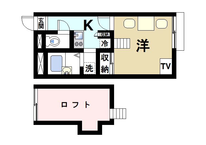 レオパレススナッグ　ビラの間取り|ロフト付きの間取り
