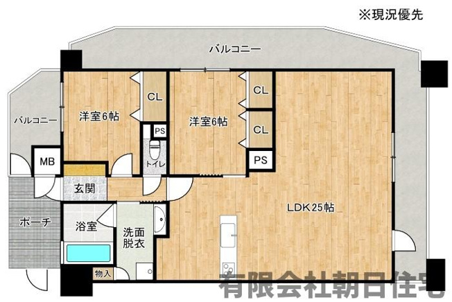 【間取り】 | フォレストコート春日町9F | 間取りは２LDKです