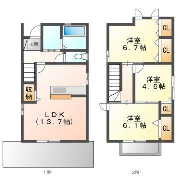 ロングマレ伊福町の間取り