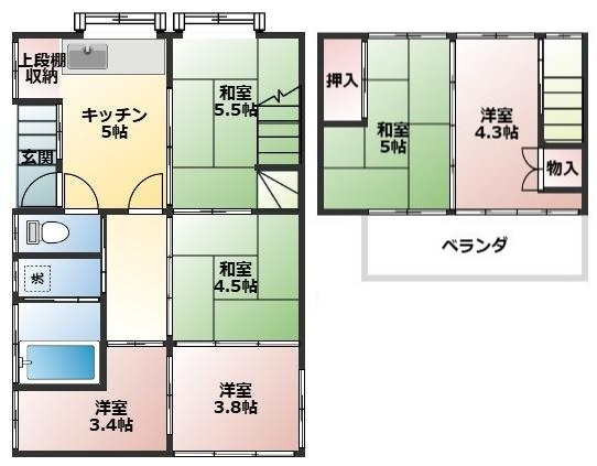 土佐市高岡町乙N貸家の間取り