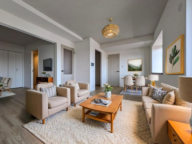 【居間・リビング】 | ☆CGでバーチャルホームステージングしています。
ご家族みんながゆったりくつろげる広々リビングです。