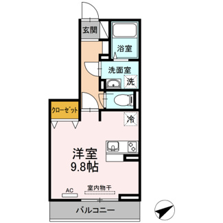 【間取り】 | ジェルメⅡ | 1Room