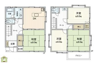 春日部市藤塚　中古一戸建ての間取り
