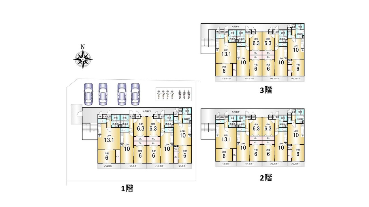 京都市東山区今熊野南日吉町　一棟マンション　満室の間取り