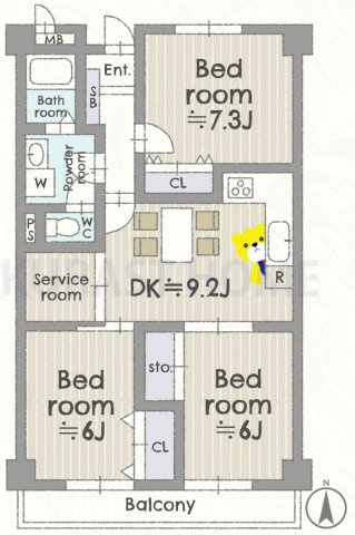 ソレイユ神足　5階の間取り