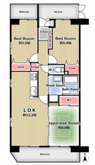 【間取り】 | 【ラビデンス宝神】✨️仲介手数料無料✨️港西小学校・宝神中学校