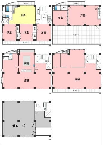 ６５３３７　岐阜市雄総桜町３丁目住居付き店舗の間取り