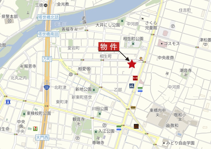 津市大字乙部の地図|広域Map