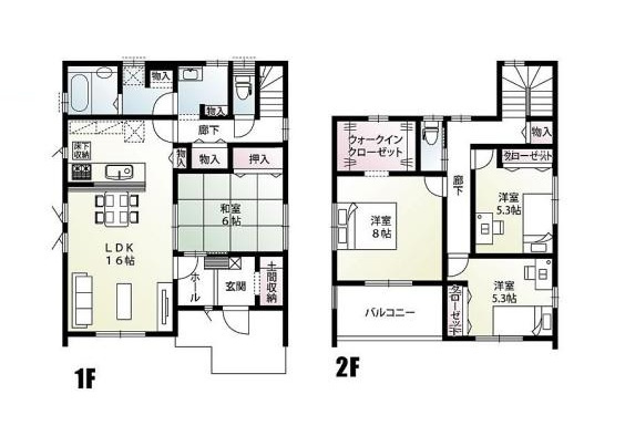 坂東市辺田　新築戸建　1号棟の間取り