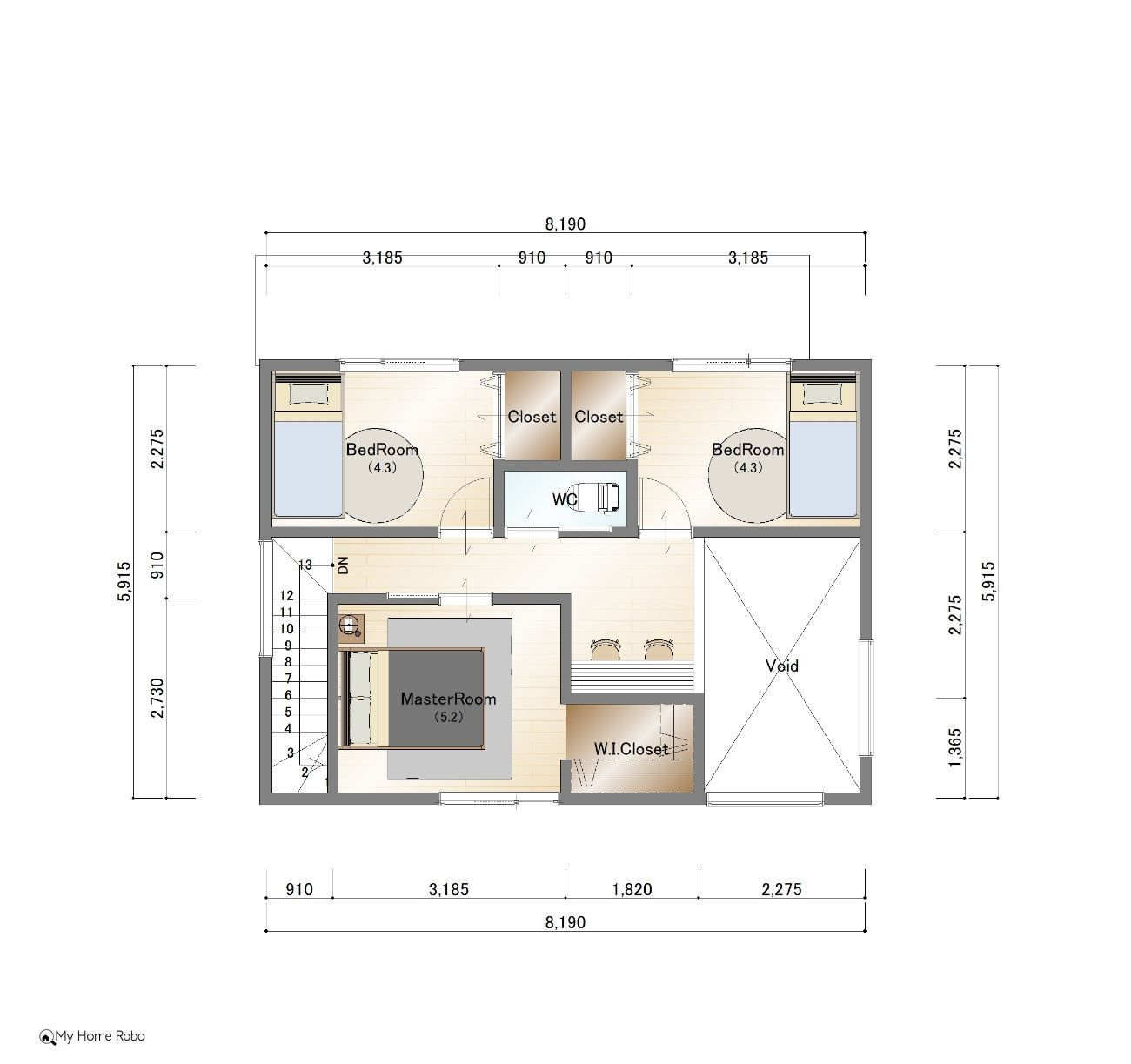 熊西一丁目の土地図|PLAN①　2階間取図