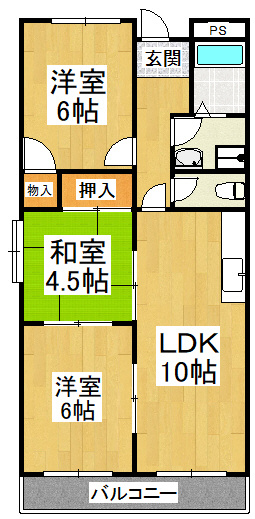 【間取り】 | ドミール仲谷1号館
