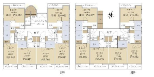 奈良市学園朝日町　収益アパート　近鉄沿線　高利回り物件　の間取り