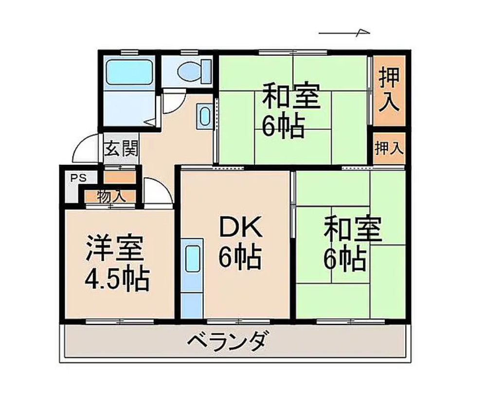 和歌山市田尻　ファミリータイプマンション　現況満室の間取り