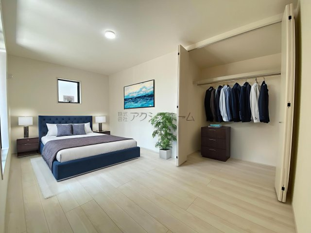 入間市久保稲荷5丁目・全5棟　新築一戸建　4号棟の寝室|9.75帖（家具はCG画像での表示になります）