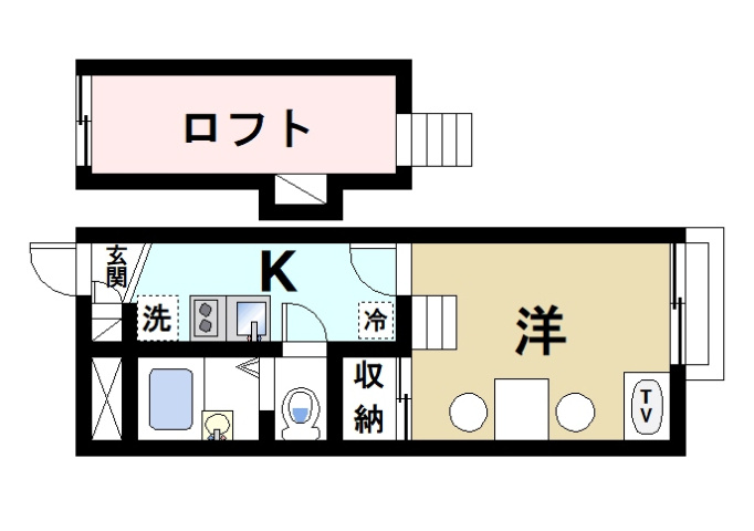 レオパレスサンコート学園前Ａの間取り|機能的な間取りです