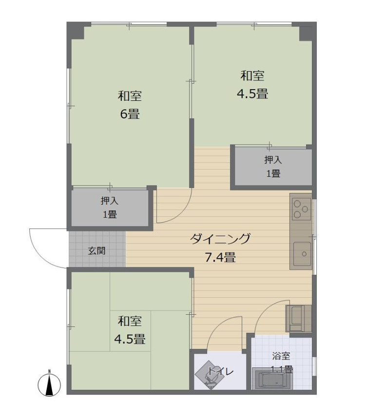 和歌山市小雑賀　収益マンションの間取り