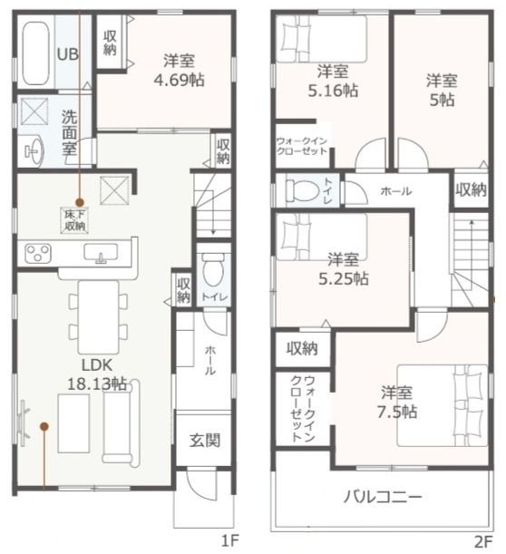 リーブルガーデン蟹江町桜四丁目　全3棟　新築戸建の間取り