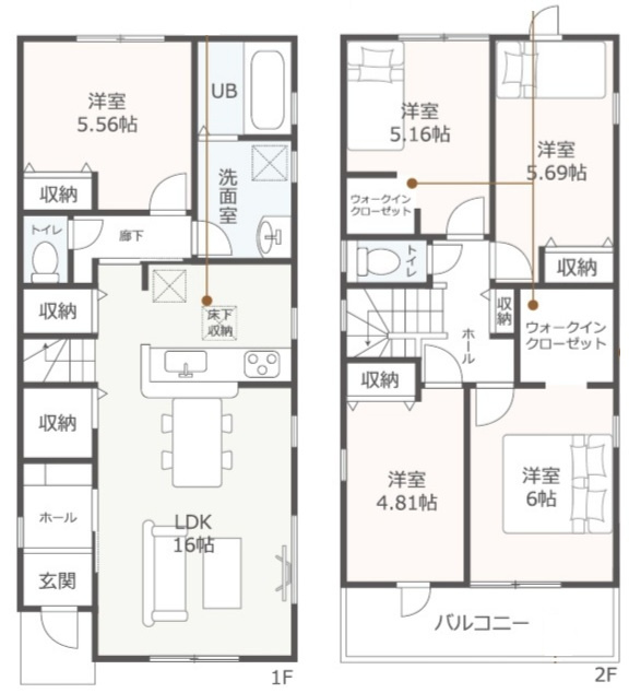 リーブルガーデン蟹江町桜四丁目　全3棟　新築戸建の間取り