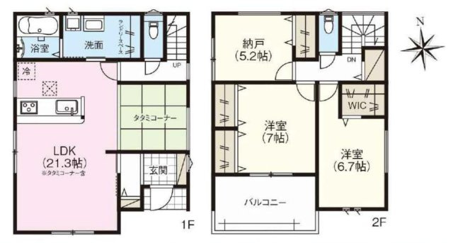 【仲介手数料無料／蟹江町】海部郡第1蟹江町今伊勢苗代　ファーストタウン　新築戸建の間取り