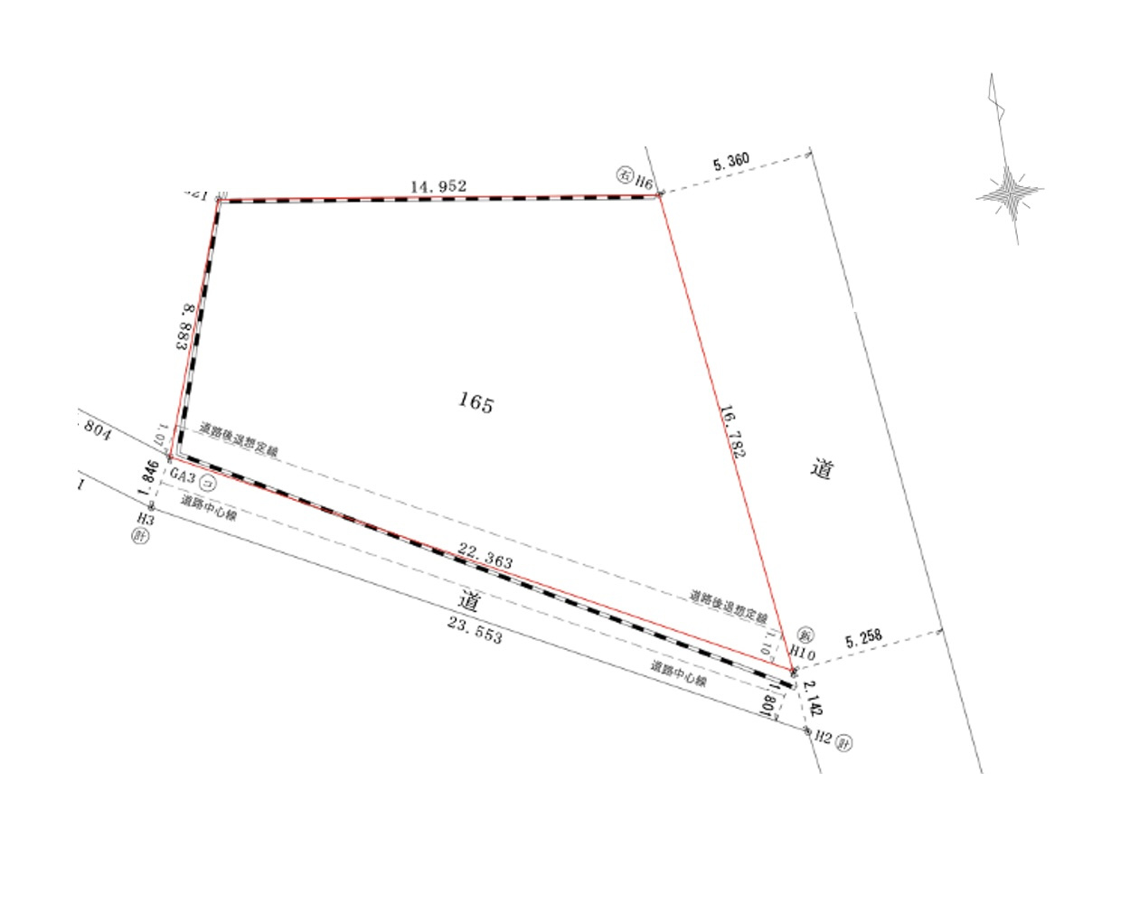 熊谷市石原３丁目　建築条件無し売地の区画図