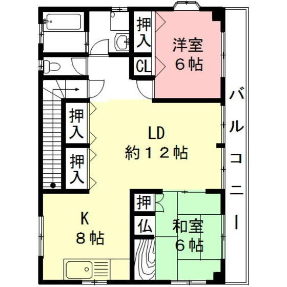 岐阜市八ツ梅町１丁目のアパートの間取り