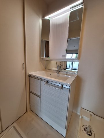 (シニア限定)Calme　westの独立洗面台|鏡面裏に収納あり/ホースヘッド