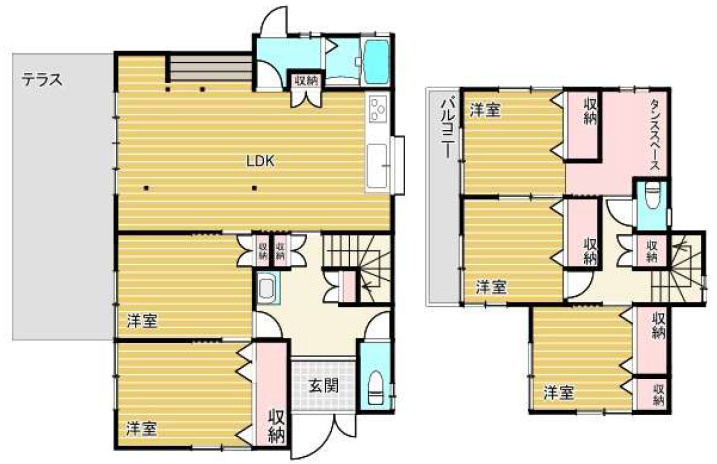 加古川市平岡町新在家　中古戸建の間取り|5LDK+収納スペースです。