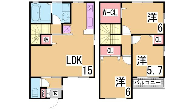 神戸市北区谷上南町の一戸建ての間取り