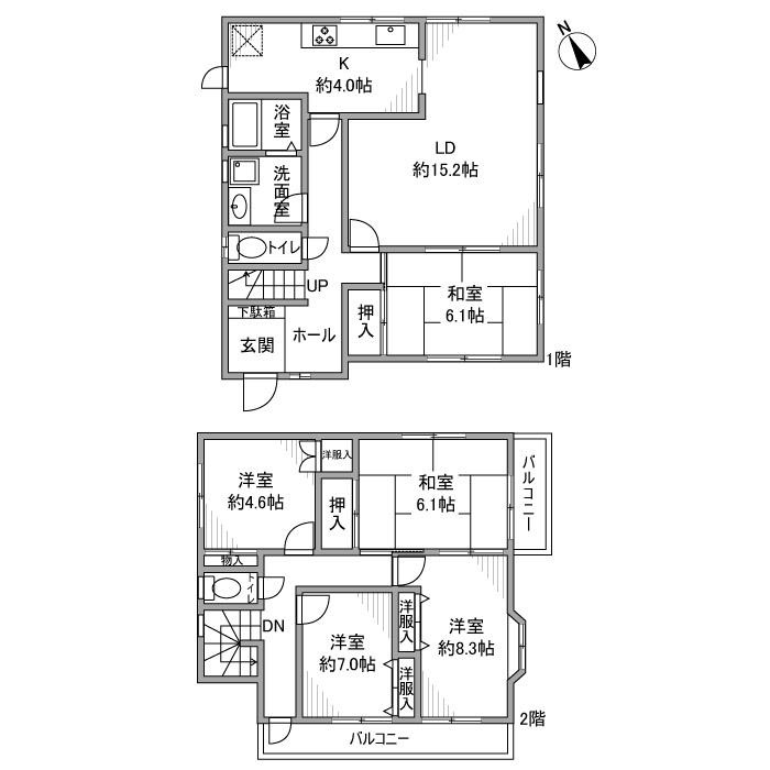 田喜野井戸建の間取り