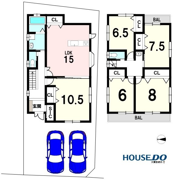 売土地　大東市大東町　A号地（建築条件無し更地）の参考プラン