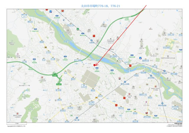 太田市市場町　中古住宅の地図|広域