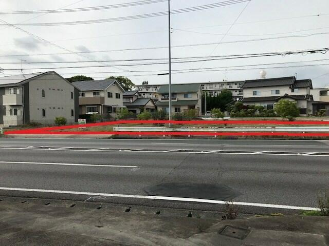 売地　蒲郡市大塚町大門19-1,17-2,18-4の前面道路含む現地写真|現地写真　前面道路　幅員約18ｍ
