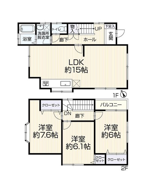明石市大久保町大窪の間取り|間取り図はこちら。全居室6帖以上、収納スペース付きで広々♪