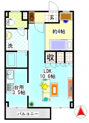 ガーディニアシティ稲荷町の間取り|ガーディニアシティ稲荷町（倉敷市稲荷町　賃貸マンション）間取り