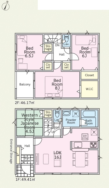 川島町伊草　第2　新築一戸建て　クレイドルガーデン　02の間取り|川島町伊草第2、4LDK、土地面積221.83m2、建物面積95.58m2