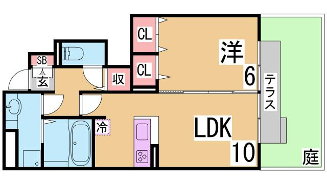 神戸市北区山田町下谷上字皆森のアパートの間取り