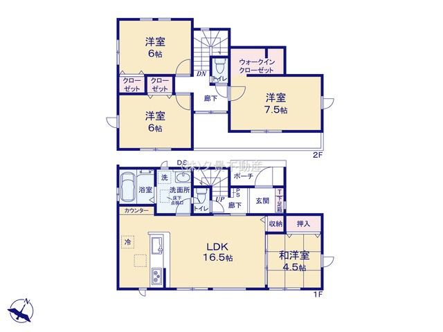 【間取り】 | 《仲介手数料無料》上尾市栄町8-5(5号棟)新築一戸建てグラファーレ