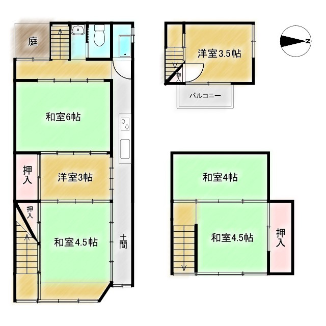 薬園町京町屋の間取り