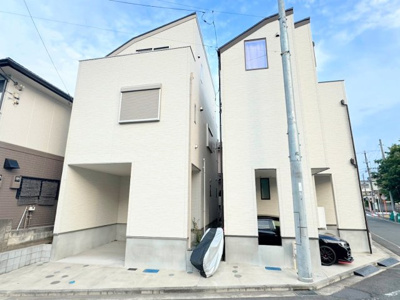 【外観】 | ◆長津田一丁目　未居住戸建て◆ | ◆堂々たる趣ながら、主張し過ぎずどこか余裕を感じさせるシャープなフォルムで佇む邸宅は、晴天の空と照らし合わせる事で、本来あるべき完成形の姿を見せてくれます。