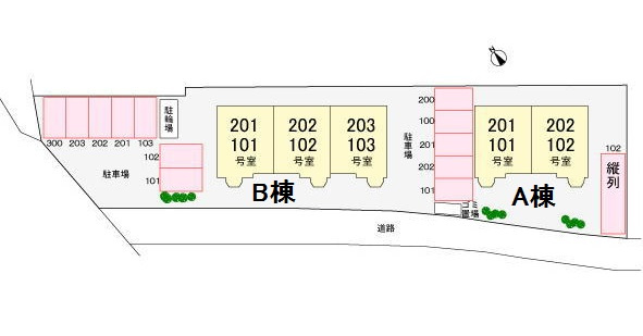 コーポ　ロアール　Ｂの区画図|駐車場