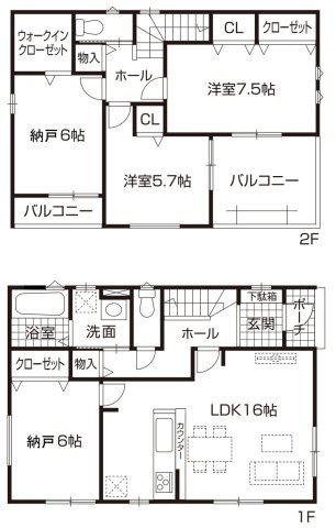 ファーストタウン海部郡第6蟹江町本町　全2棟　新築戸建の間取り