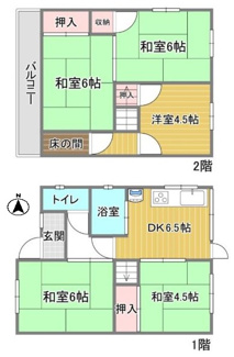【間取り】 | 伊丹市池尻７丁目中古テラスハウス | ５DKの間取りでファミリー様におすすめです♪お好きなリフォームを楽しんでみませんか？