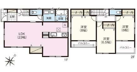 西区古江西町　№35473の間取り|２面バルコニー
