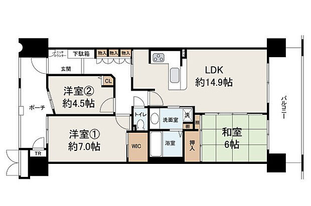 【間取り】 | ルネシエスタB棟（西百舌鳥小学校）