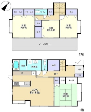 北本市東間2丁目　中古一戸建て　の間取り|北本市東間2丁目、4SLDK、土地面積232.59m2、建物面積117.58m2
