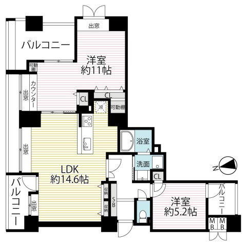 ◆京阪「伏見桃山」駅まで徒歩４分◆角部屋◆収納豊富な間取り◆イーグルコート伏見桃山の間取り