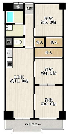 明石ダイヤハイツ　９階の間取り