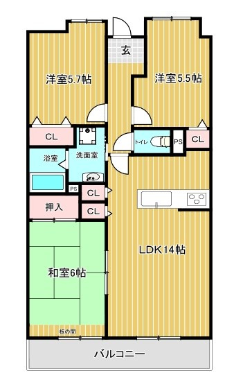 グランシャリオの間取り|反転