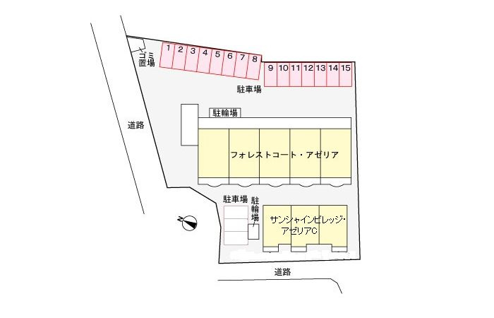 フォレストコート・アゼリアの地図|駐車場